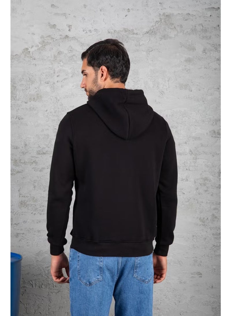 Four Man Men's Standard Fit Fleece Lined 3 Thread Hooded Kangaroo Pocket Cotton Sweatshirt - Image 1